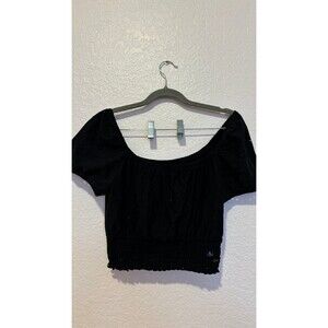 Hollister Co Black Eyelet Crop Cinched Top